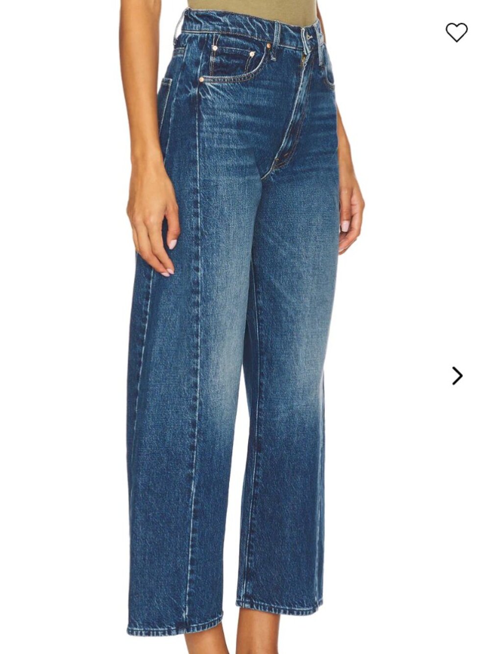 MOTHER Navy Blue Cropped Wide-Leg Jeans - Picture 2 of 9
